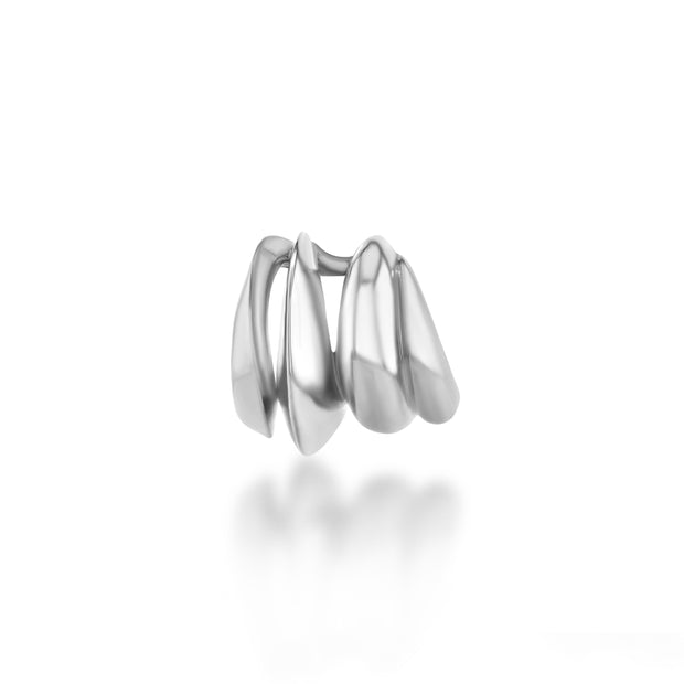 Individual Currents Earring Cuff in White Rhodium