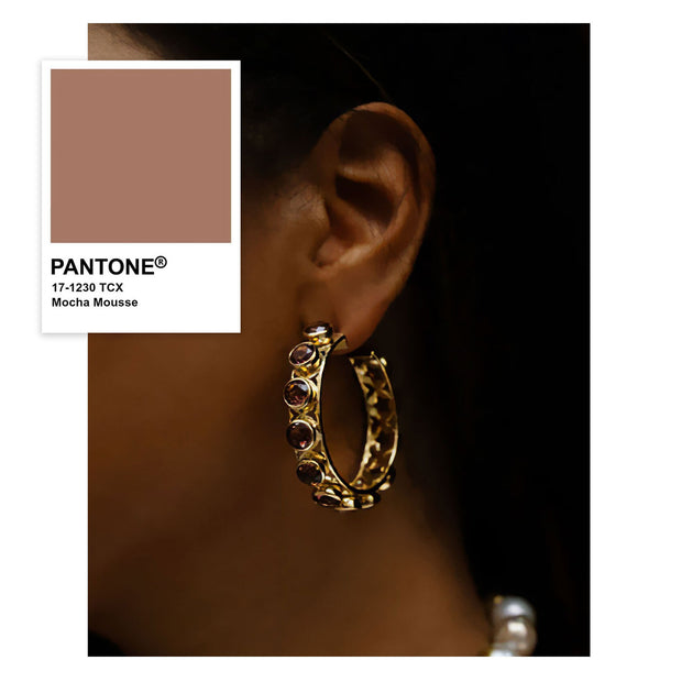 Shari Hoop Earrings in Gold Vermeil with Brown Garnet