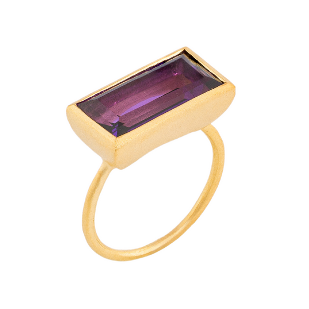 Gloria Ring in Matte Gold with Amethyst – Adore Adorn