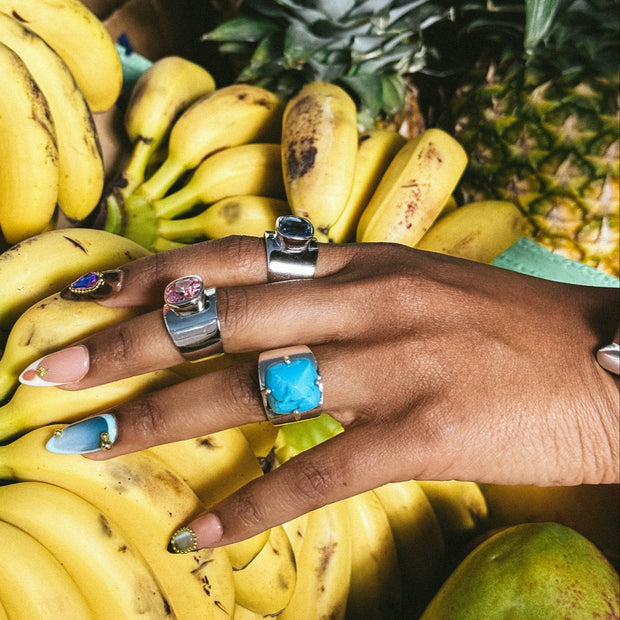 Lilly Ring in White Rhodium with Synthetic Pink Gemstone