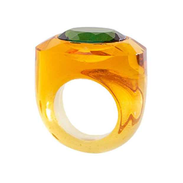 Crystal Cut Ring In Citrine with Green Quartz